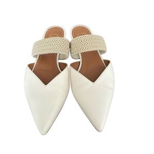 Malone Souliers Flats Cream Leather Mules